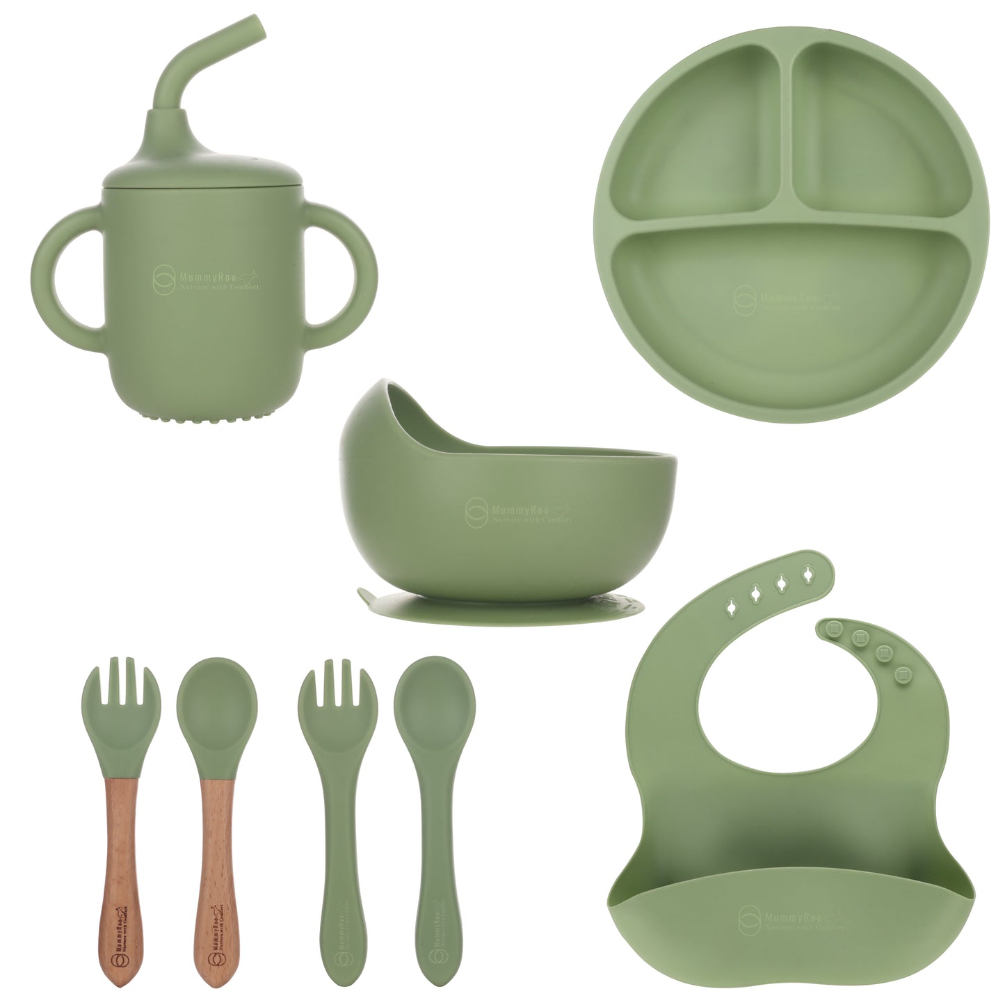 MummyRoo™ Silicone Feeding Set (8-Piece Baby Tableware Set)